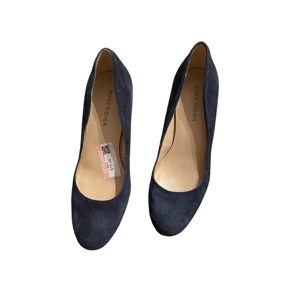 Marc Fisher Sydney Blue Suede Platform Heels - Size 7M - Picture 6 of 15